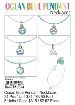 Ocean Blue Pendant Necklaces 84 Pcs.